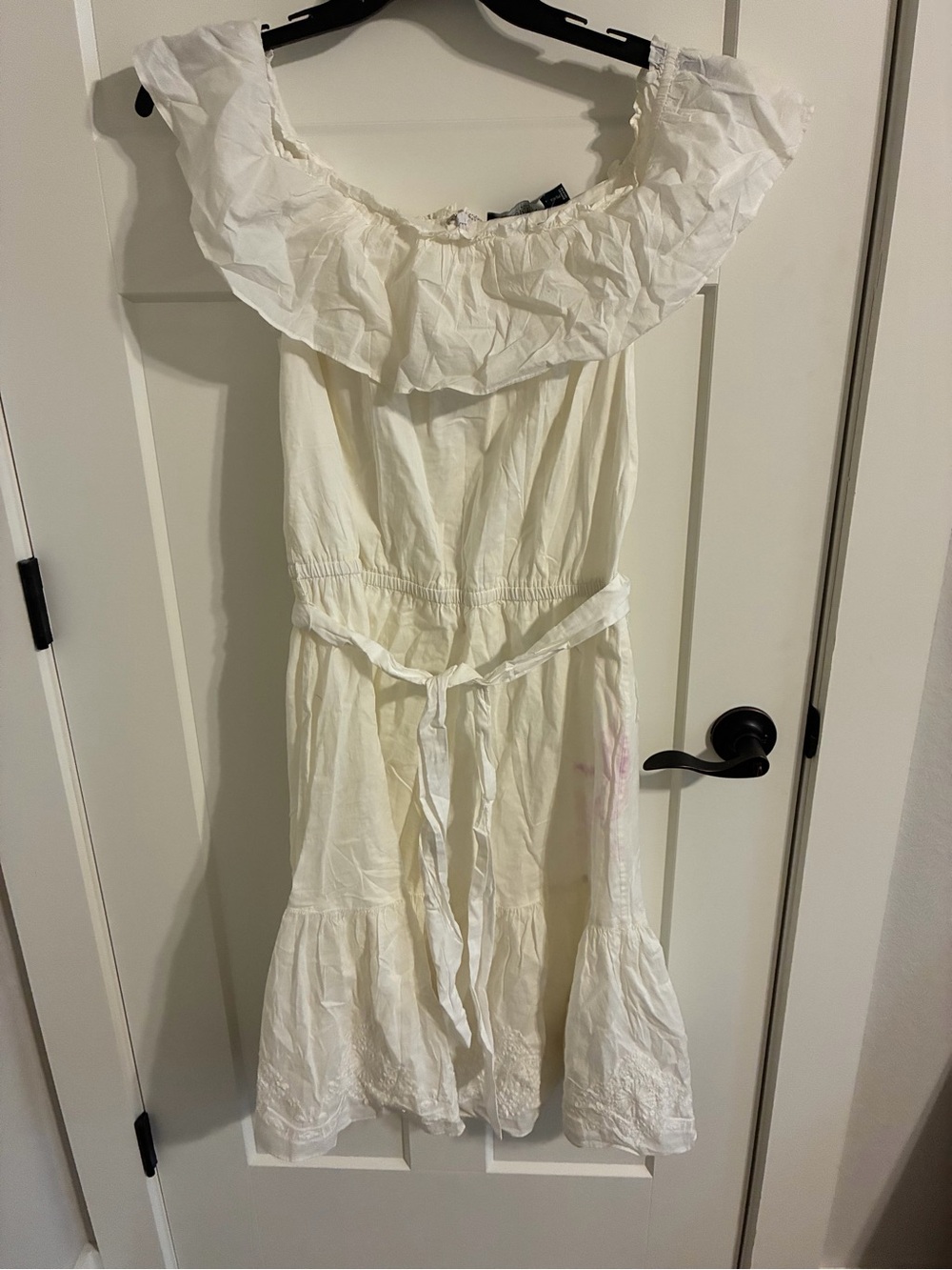 Lauren Ralph Lauren Cream Off-Shoulder Ruffle Strapless Sundress